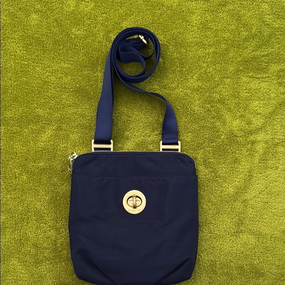 Navy Crossbody Bag with Gold Accents
